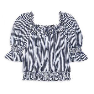 Girl's Annabella Striped Puff-Sleeve Top